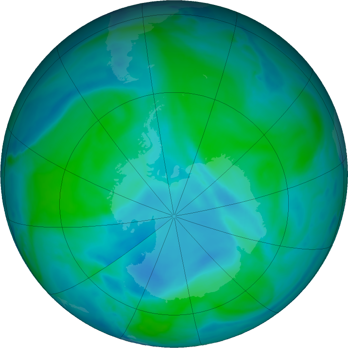 Antarctic ozone map for 28 December 2022
